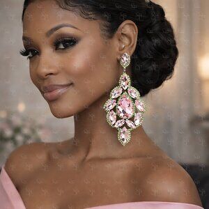 AKA Rhinestone Chandelier Earrings Alpha Kappa Alpha Statement Jewelry